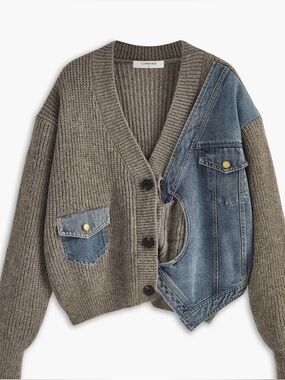 Commense Asymmetrical Patchwork Pockets Cardigan XLARGE